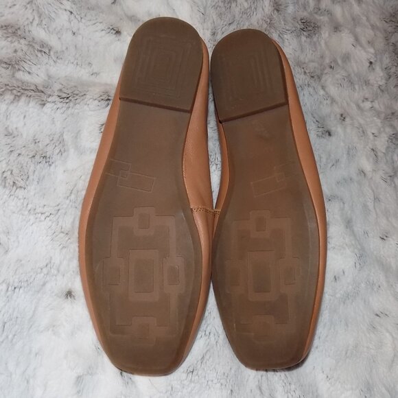 Empress Australia Nude Leather Square Toe Ballet Flats - Picture 8 of 10